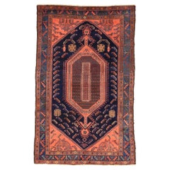 Vintage Persian Kolyai Small Rug - Wool Blue Navy Blue Pink Design - 75085