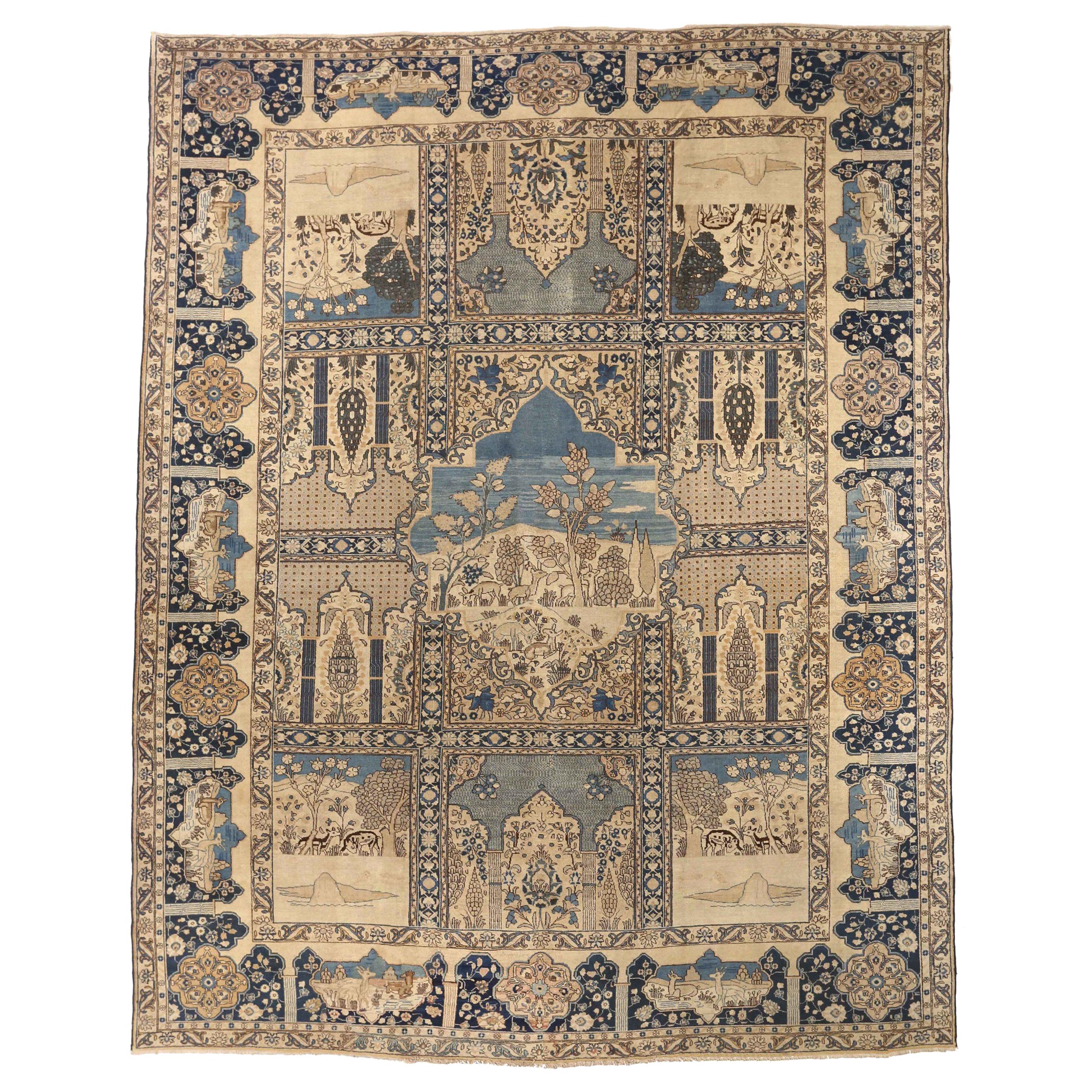 Tappeti persiani Tabriz Circa 1880 - Lana blu avorio - 75126
