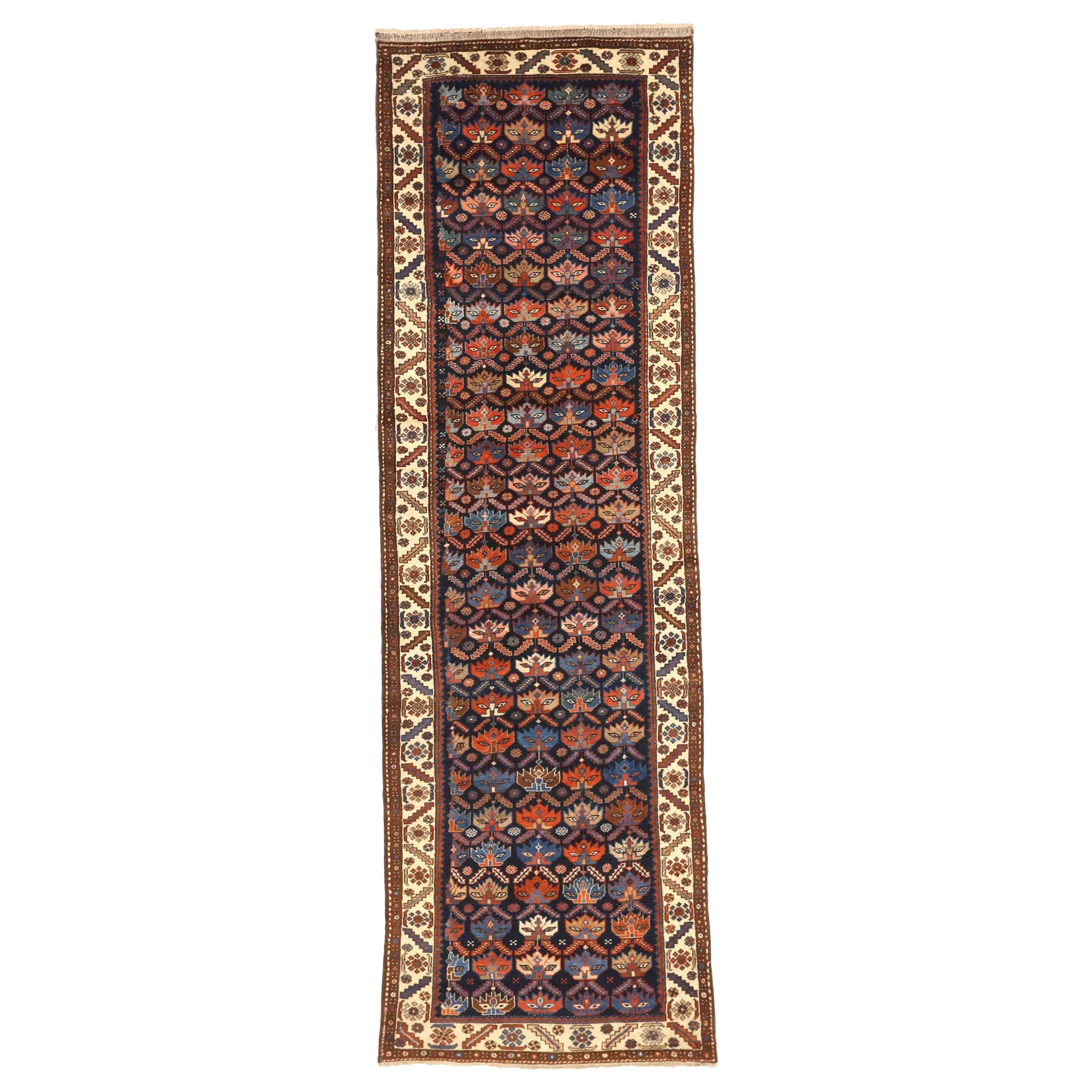 Persian Bakhtiari Runner Rug - Wool Blue Ivory Navy Blue Red - 75148