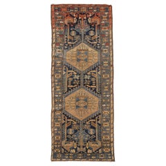Persian Zanjan Small Rug - Wool Blue Red Taupe Design - 75157