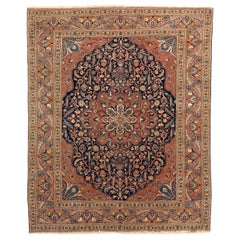 Alfombras Persas Tabriz - Lana Marfil Azul Marino Diseño Rojo - 75138