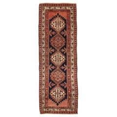 Persischer Sarab-Läufer - Wolle Elfenbein Marineblau Blau Rosa Design - 75162