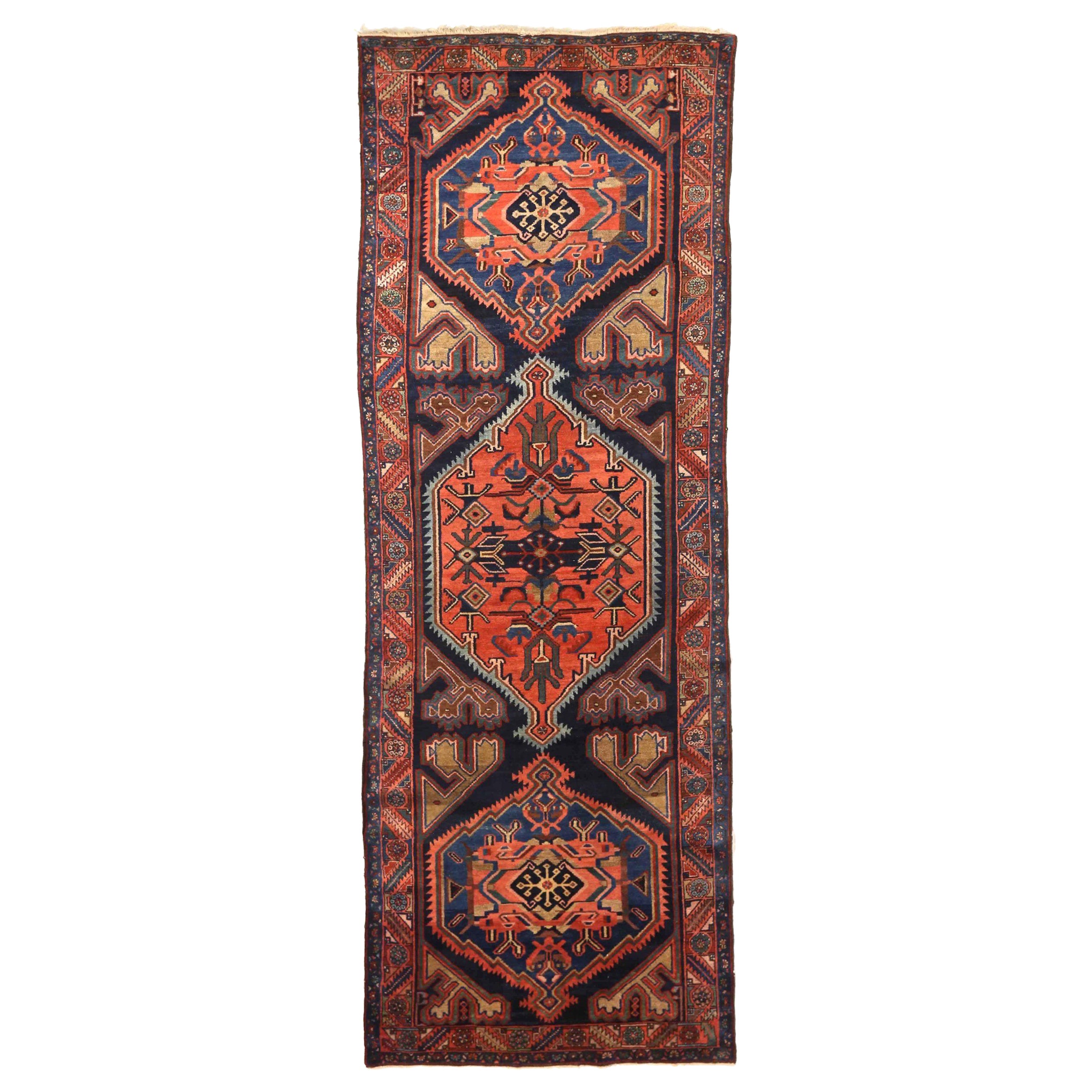 Petit tapis persan Bakhtiari - Laine bleu marine rouge jaune - 75143