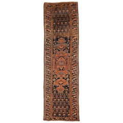 Tappeto Persiano Bijar Runner - Lana Blu Navy Rosso Design - 75163