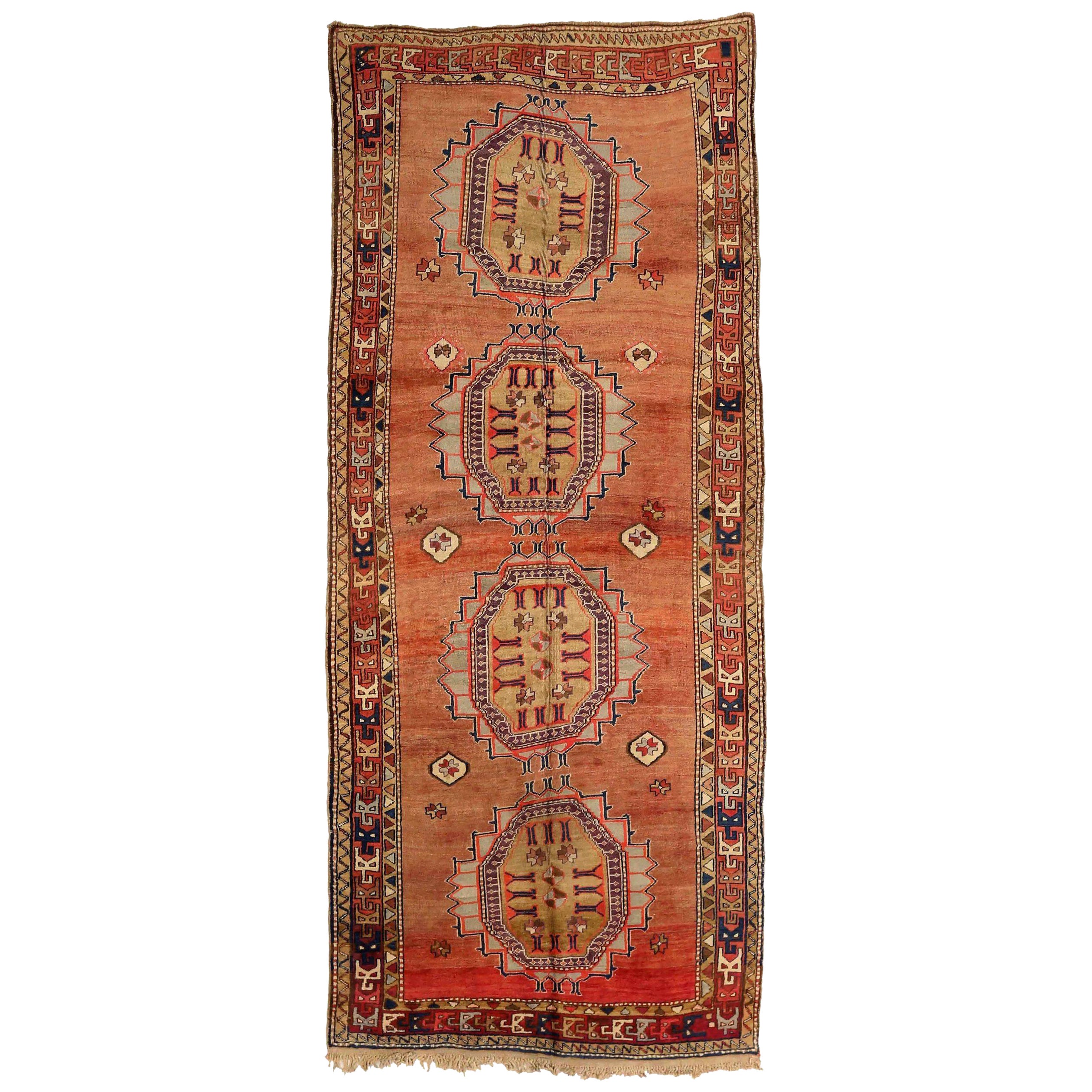 Persischer Meshkin Small Teppich - Wolle Elfenbein Rot Gelb Design - 75186