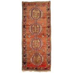 Persian Meshkin Small Rug - Wool Ivory Red Yellow Design - 75186