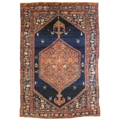 Alfombras Persas Kurdas - Lana Marfil Azul Marino Diseño Rojo - 75220