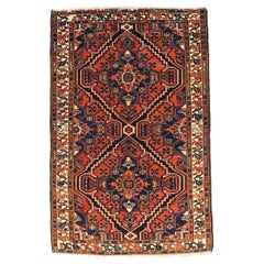 Tappeto persiano Bakhtiari Small Design in lana blu avorio rosso - 75178