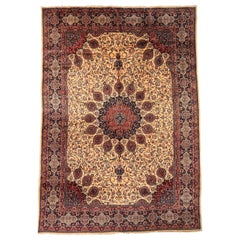 Persische Hamadan Bereich Teppiche CIRCA 1940 - Wolle Marineblau Rot Gelb Design - 75225