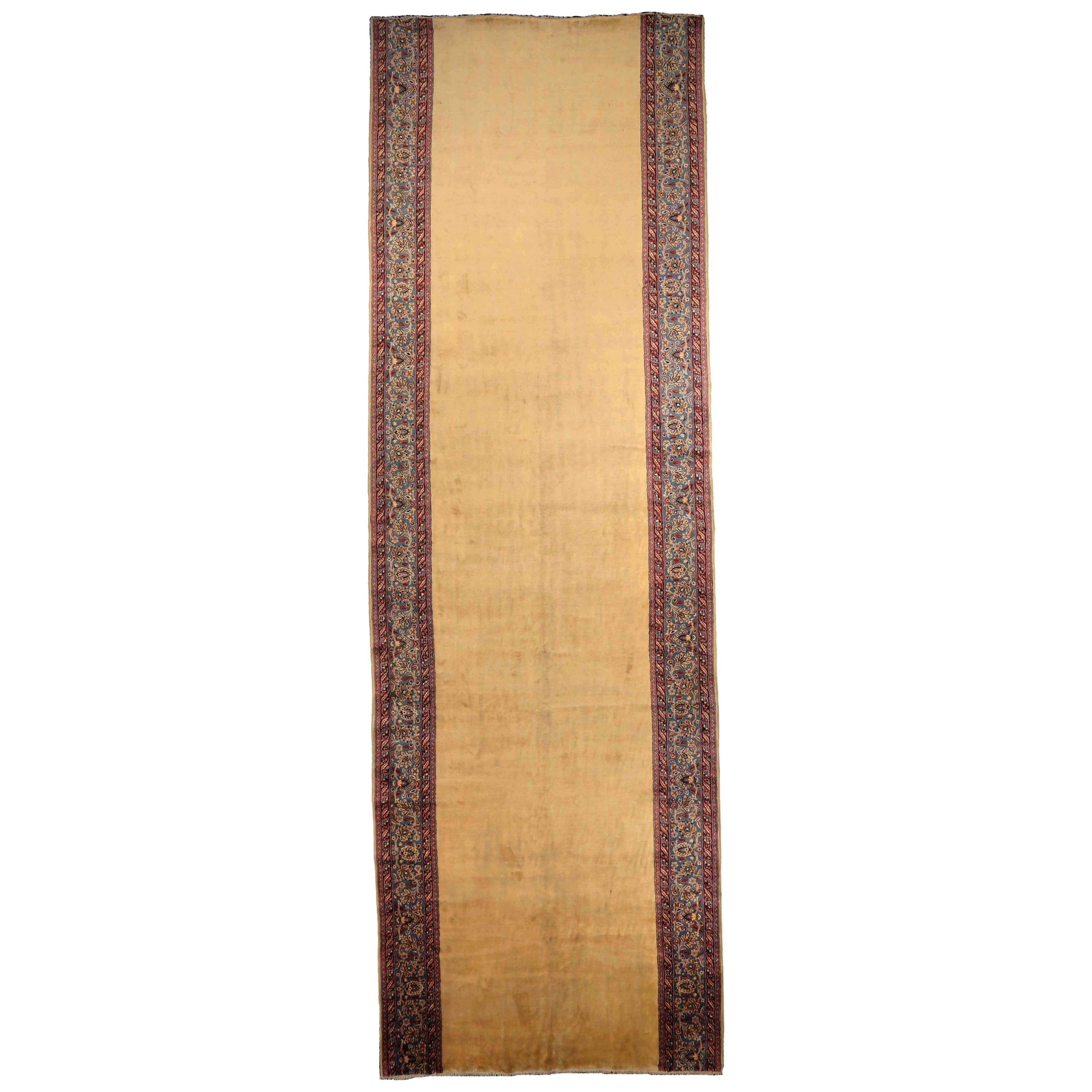 Alfombra Persa Kerman Circa 1910 - Lana Azul Marino Rojo Amarillo Diseño - 75252 en venta
