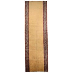 Persian Kerman Runner Rug Circa 1910 - Wool Navy Blue Red Yellow Design - 75252