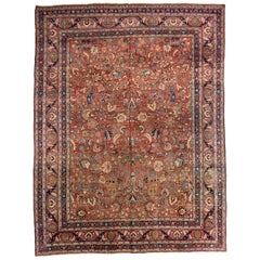 Persische Mashad-Teppiche Circa 1880 - Wolle Blau Elfenbein Rot Design - 75278