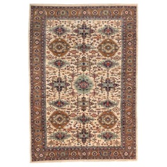 Alfombras Persas Ardebil Circa 1910 - Lana Marfil Azul Marino Diseño Rojo - 75290