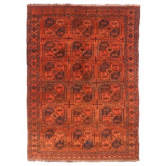 Tapis afghans d'Afghanistan datant d'environ 1910 - Laine bleu marine orange rouge - 75245