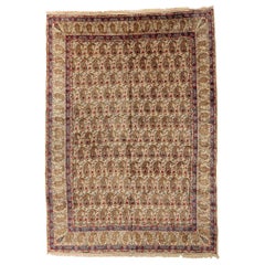 Tapis de sol persan Kerman - Laine Brown Ivory Red Design - 75322