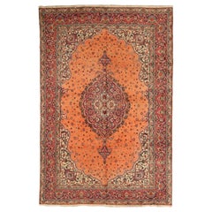 Persische Täbris-Teppiche um 1910 - Wolle Elfenbein Rosa Rot Design - 75293