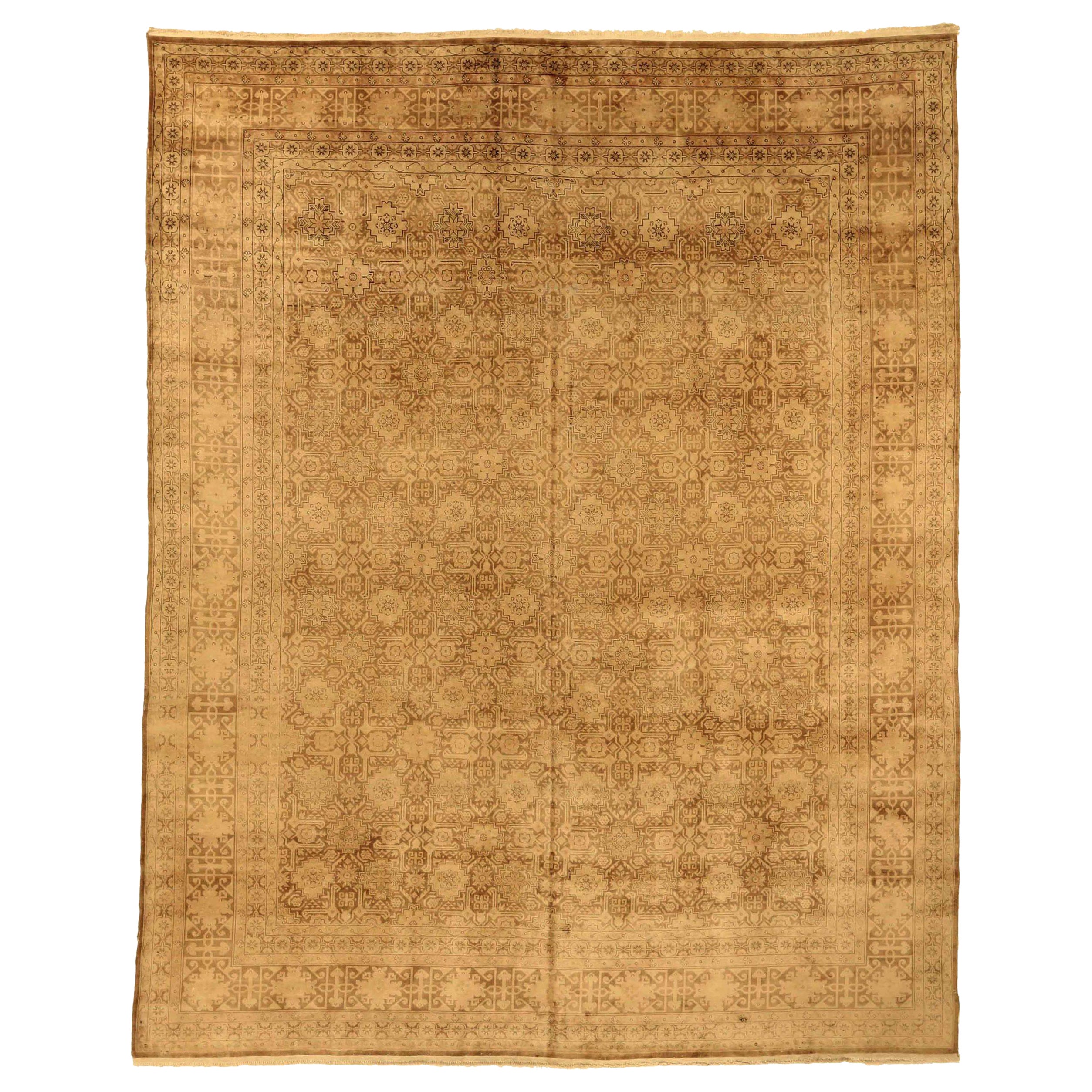 Persische Täbris Teppiche - Wolle Braun Gelb Design - 75295