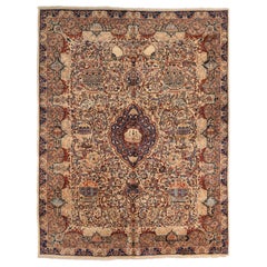 Persian Kashmir Area Rugs - Wool Blue Ivory Red Design - 75339