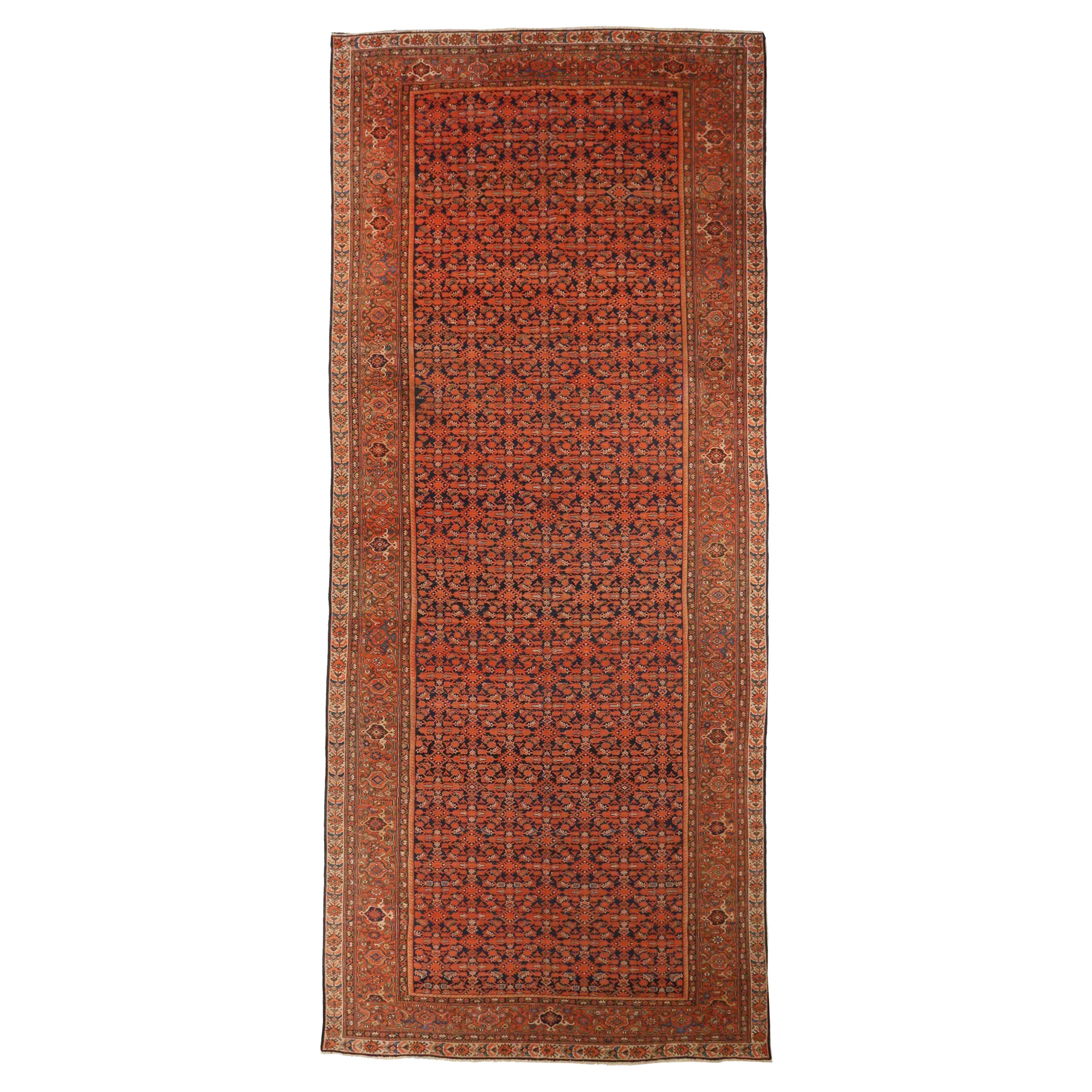 Persischer Malayer Over Size-Teppich in Übergröße um 1880 aus Wolle in Marineblau, Blau und Rot mit Design - 75380