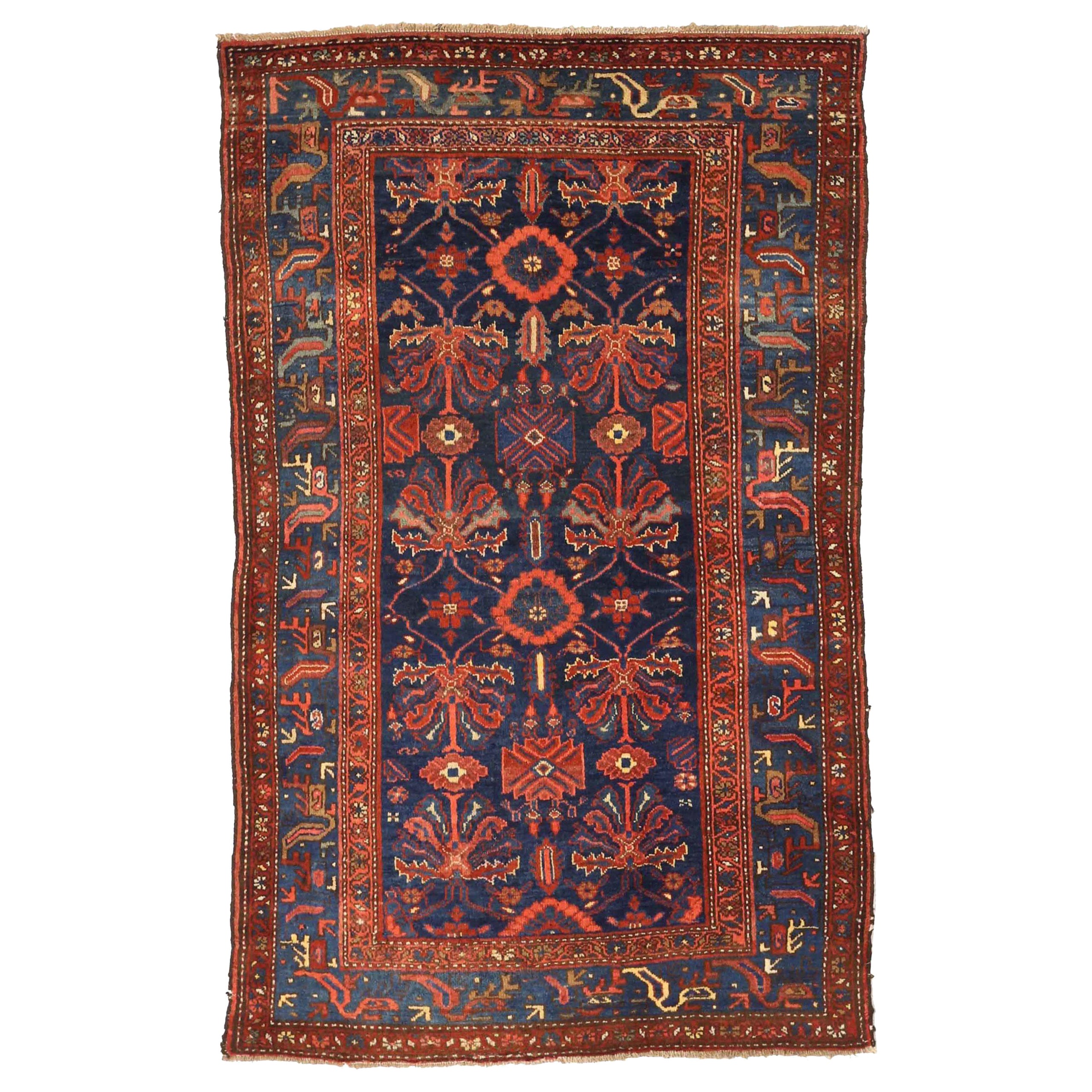 Persian Kolyai Small Rug - Wool Navy Blue Red Design - 75393