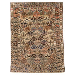 Tapis Persan Bakhtiari Circa 1880 - Laine Vert Ivoire Bleu Marine - 75367