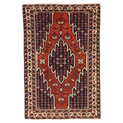 Tappeto persiano Hamadan Small Design 1910 - Lana Avorio Blu Navy Rosso - 75428
