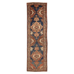 Tappeto persiano Malayer Runner - Disegno in lana blu avorio rosso - 75430