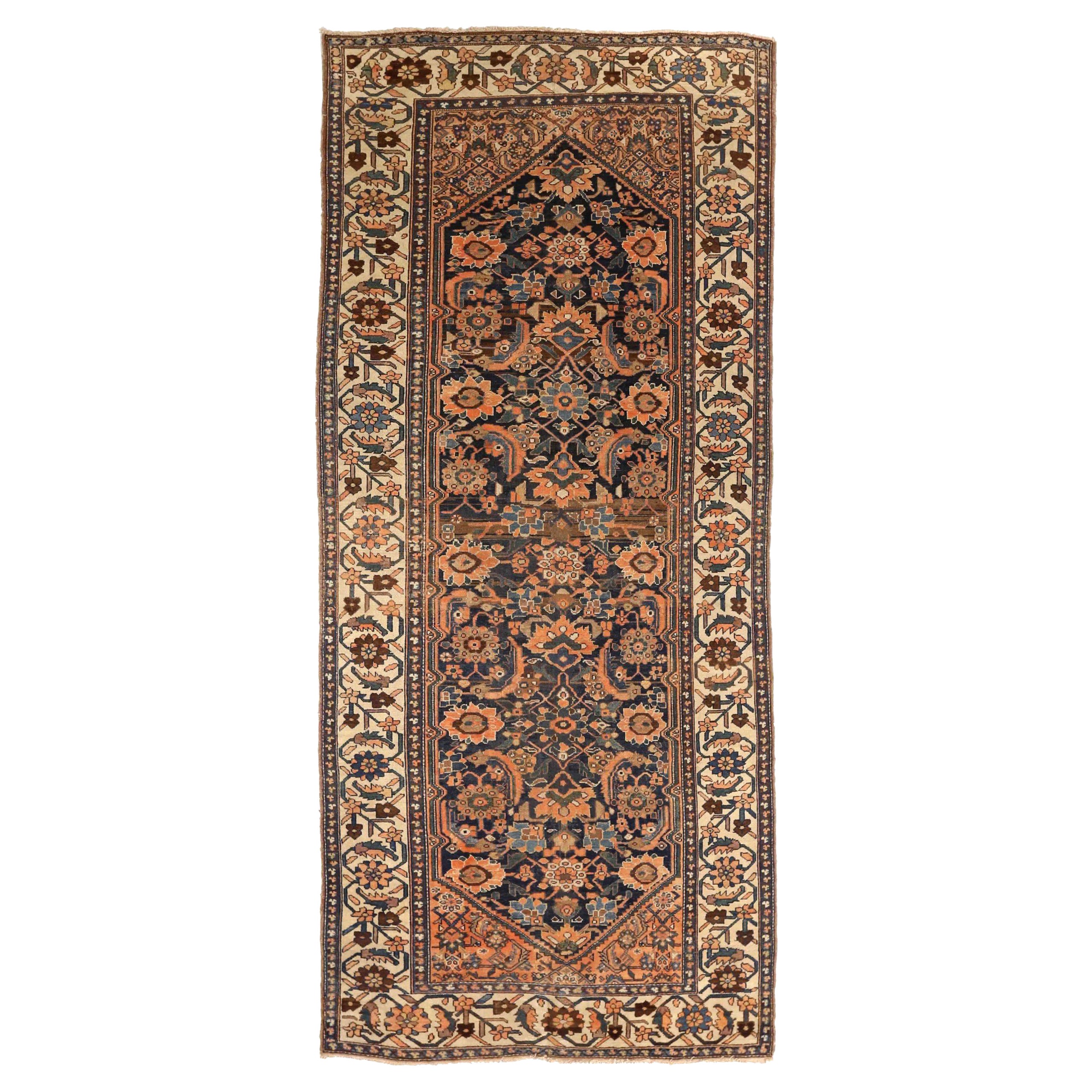 Persian Malayer Area Rugs - Wool Ivory Navy Blue Pink Design - 75403