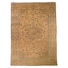Persische Täbris-Teppiche um 1880 - Wolle Blau Elfenbein Rosa Design - 75432