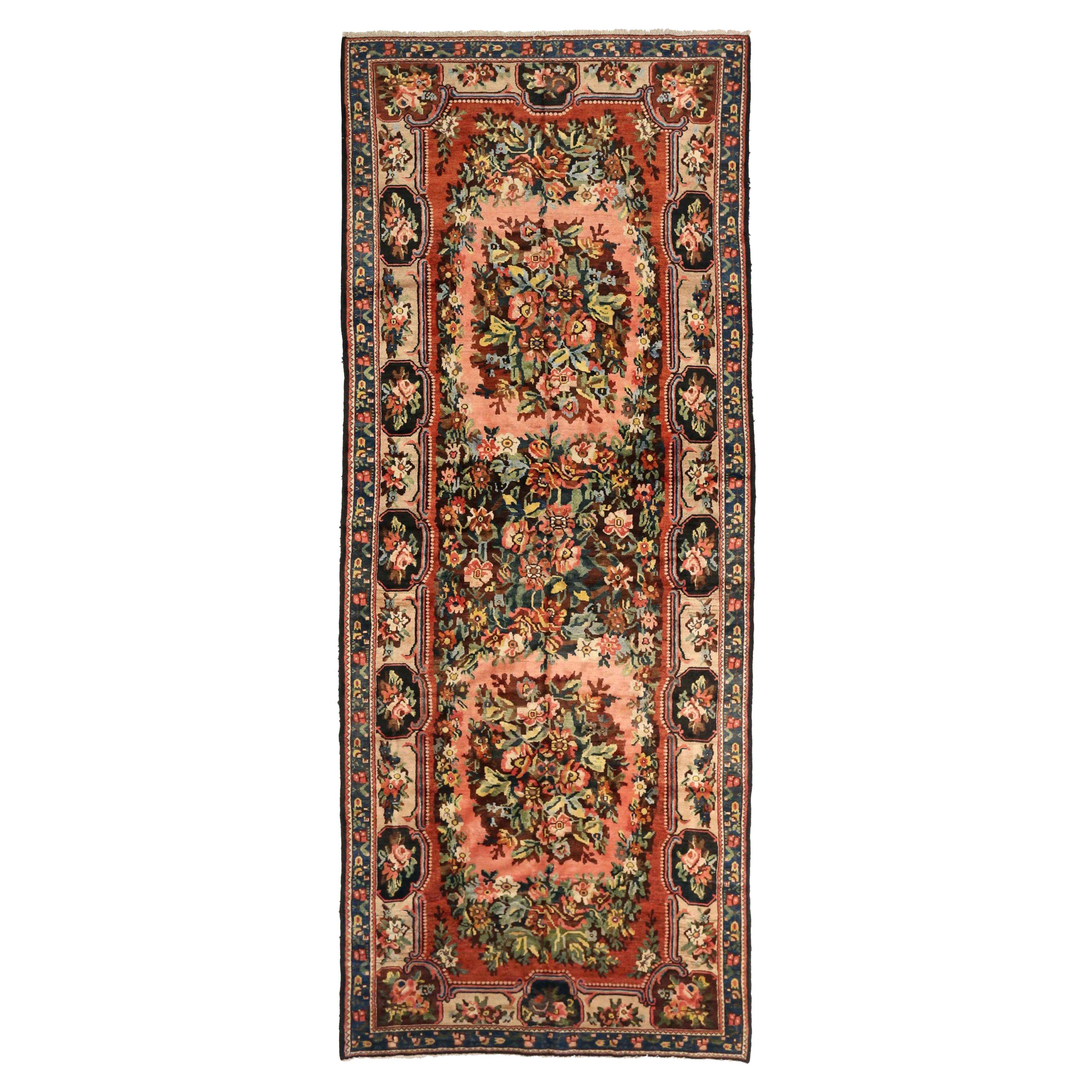 Persische Bakhtiari-Teppiche aus Wolle in Grün, Elfenbein, Marineblau und Rosa und Rosa - 75445