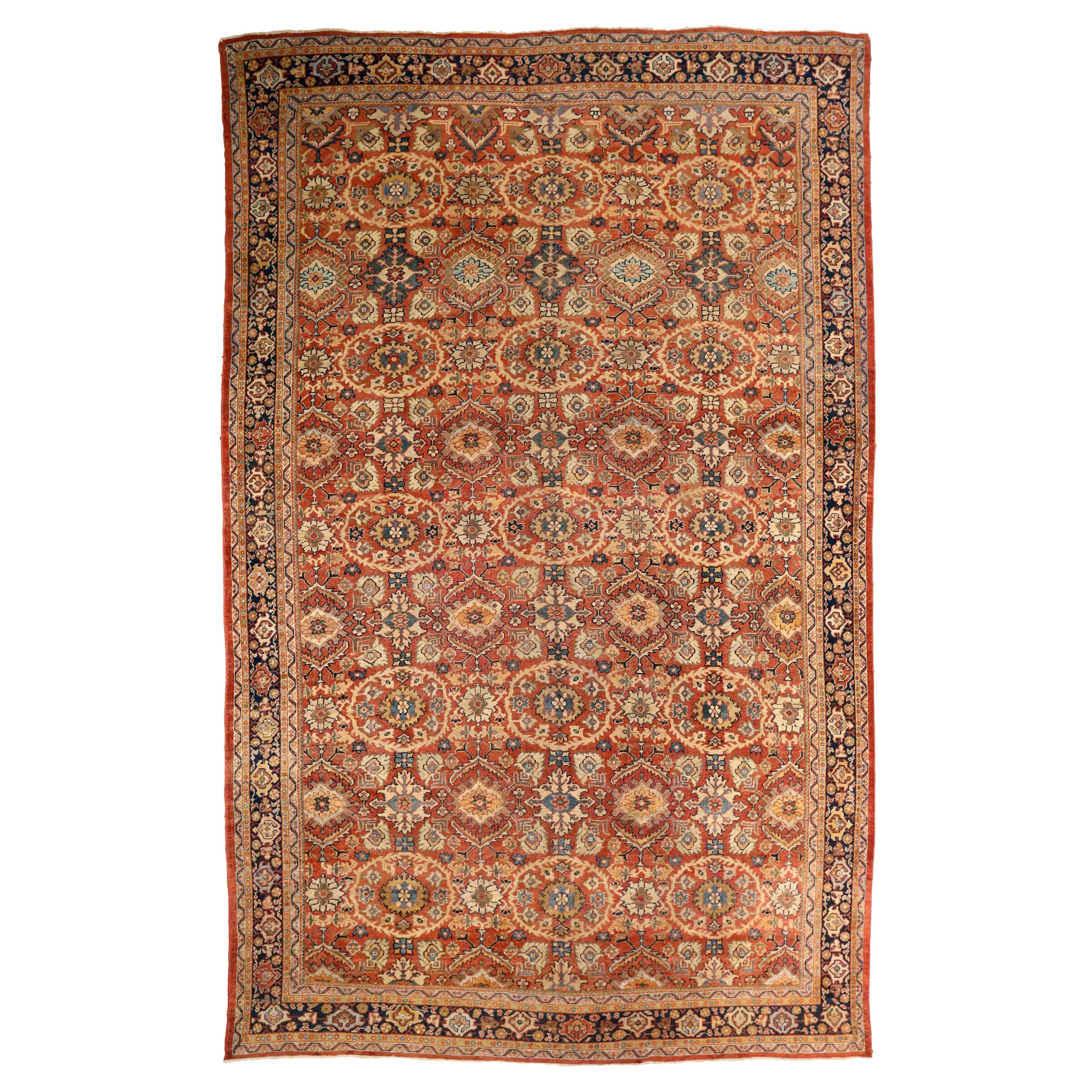 Persische Sultanabad-Teppiche Circa 1880 - Wolle Blau Elfenbein Rot Design - 75465