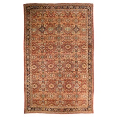 Persische Sultanabad-Teppiche Circa 1880 - Wolle Blau Elfenbein Rot Design - 75465