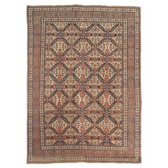 Persian Tabriz Area Rugs - Wool Ivory Navy Blue Red Design - 75452