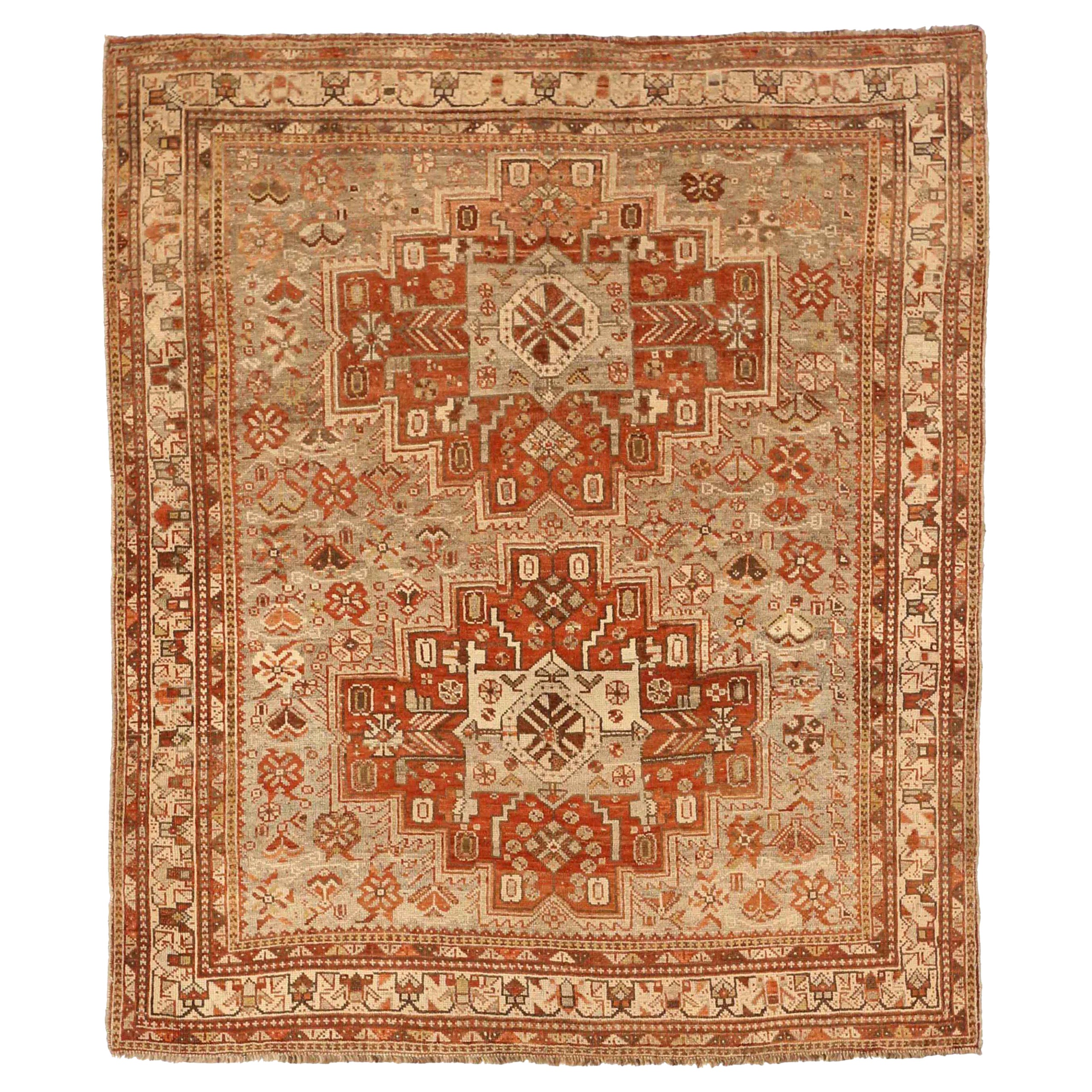 Persischer Shiraz Kleiner Teppich - Wolle Elfenbeinrot Design - 75472
