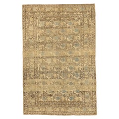 Persische Ardebil Teppiche - Wolle Blau Braun Elfenbein Design - 75500