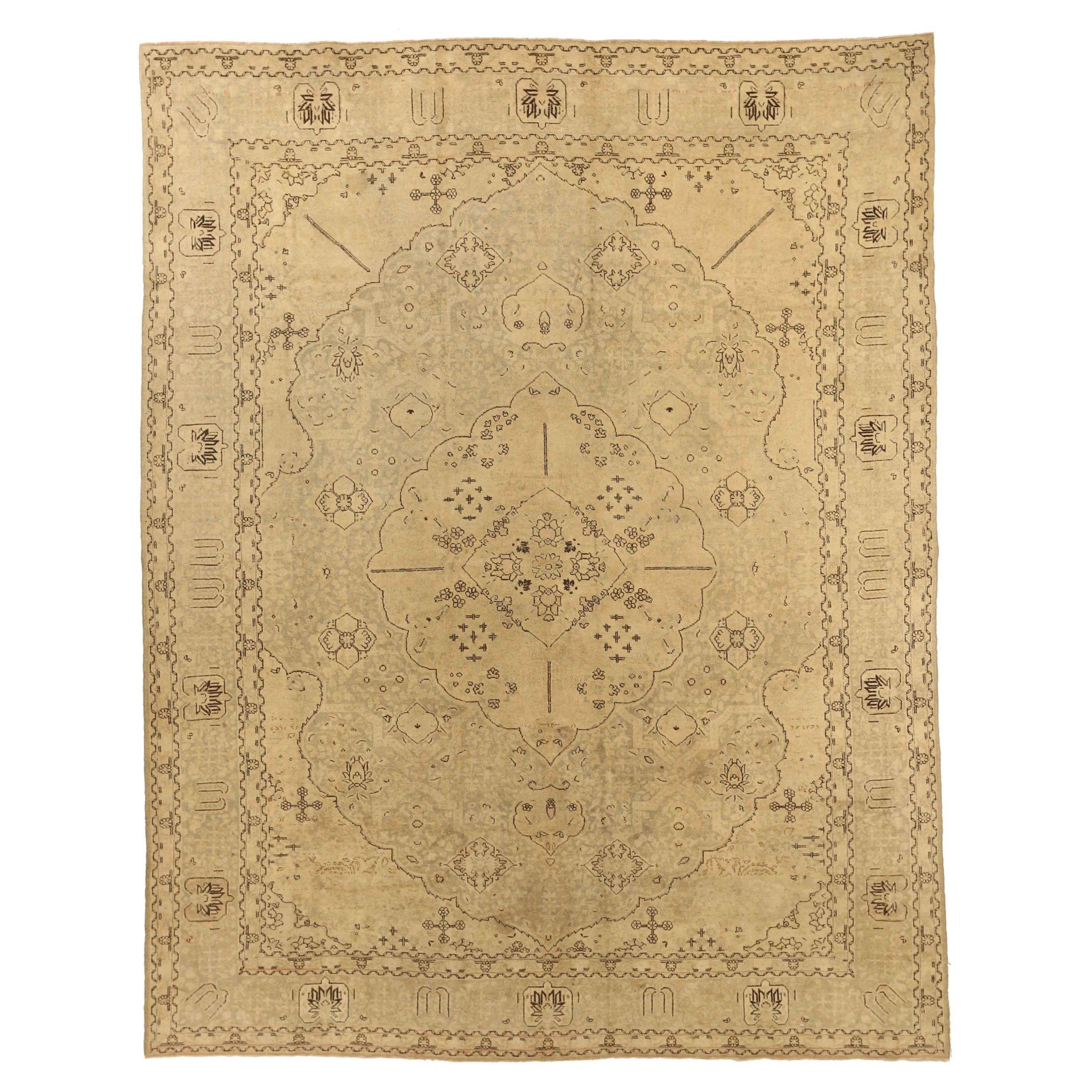 Tappeti persiani Tabriz Circa 1910 - Lana Marrone Avorio Design - 75501