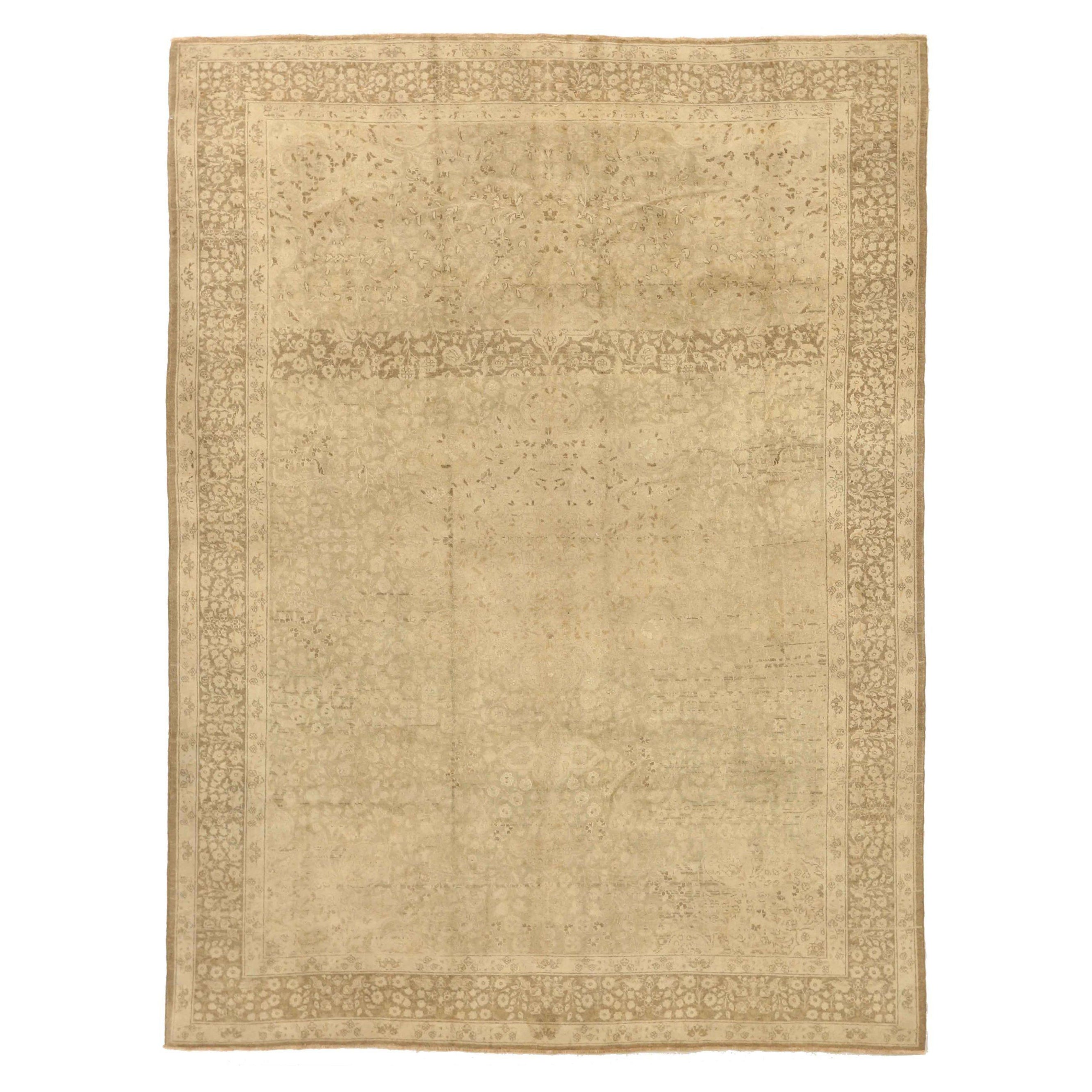 Persische Täbris-Teppiche um 1910 - Wolle Elfenbein Taupe Design - 75502