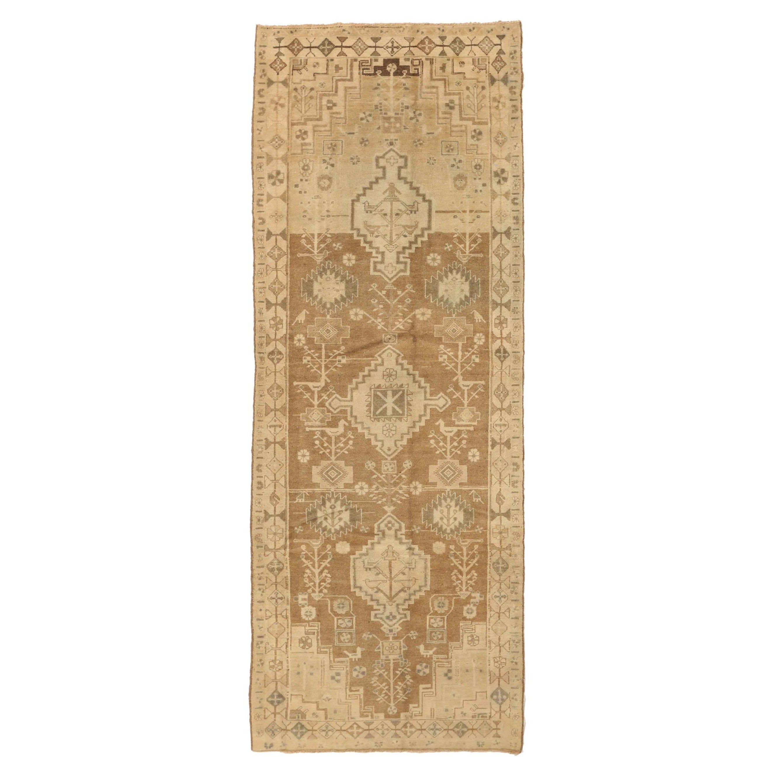 Persian Hamadan Small Rug - Wool Brown Ivory Design - 75507