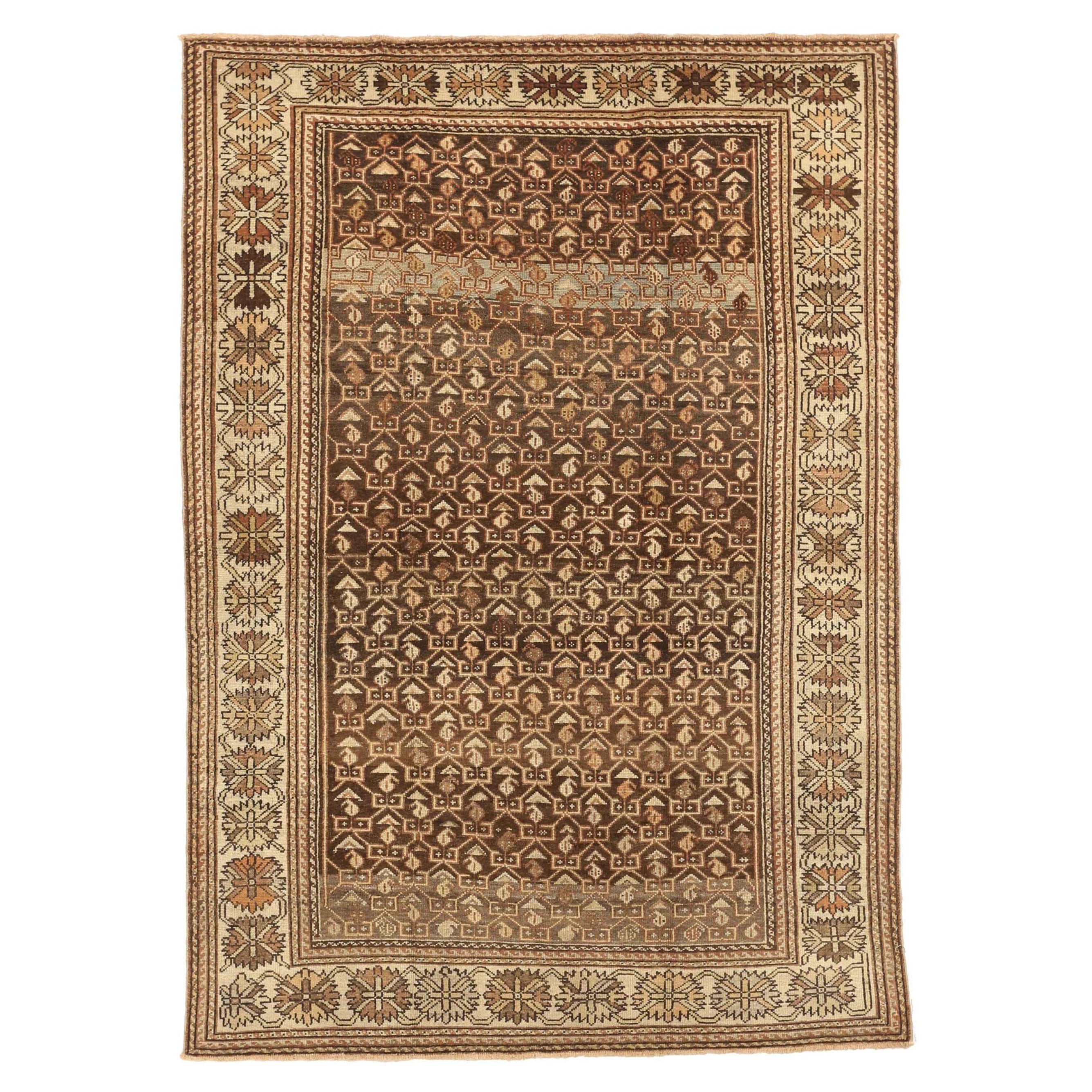 Persian Bakhtiari Small Rug - Wool Brown Ivory Design - 75508