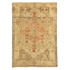 Alfombra Persa Farahan Pequeña - Lana Verde Marfil Diseño Rosa - 75510