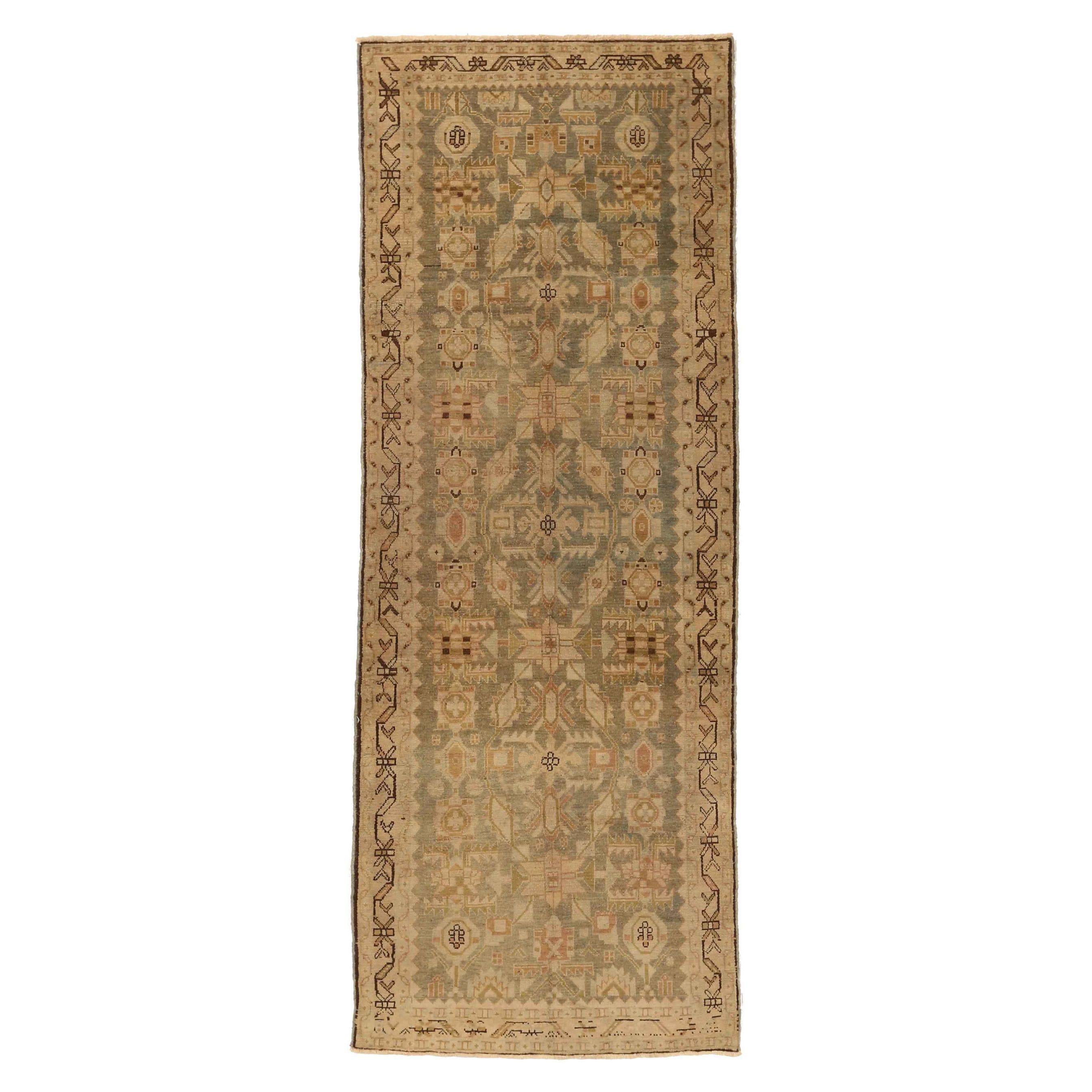 Alfombra Persa Malayer Pequeña - Lana Verde Marfil Diseño Rosa - 75570