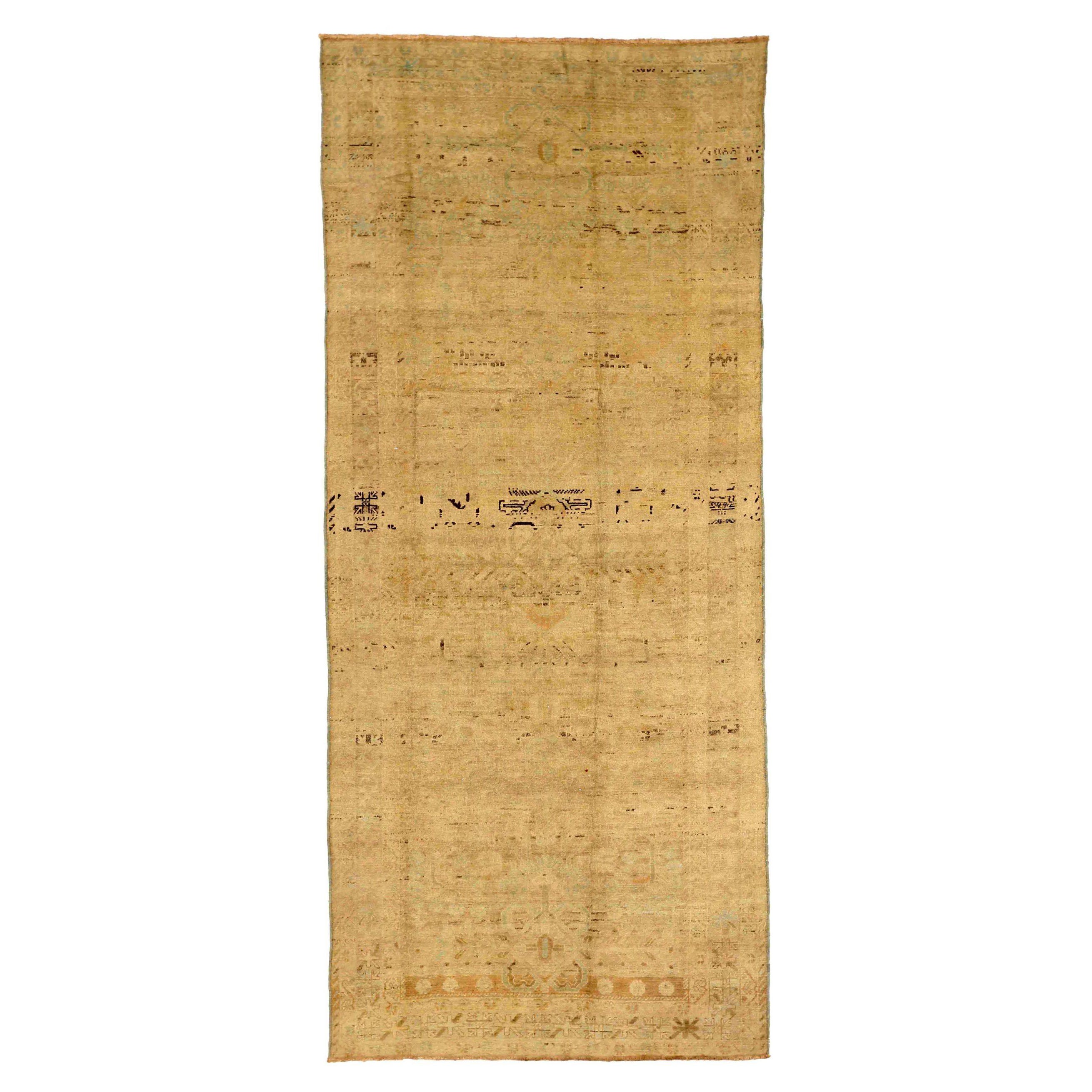 Persian Hamadan Small Rug - Wool Brown Ivory Yellow Design - 75538