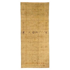 Persian Hamadan Small Rug - Wool Brown Ivory Yellow Design - 75538