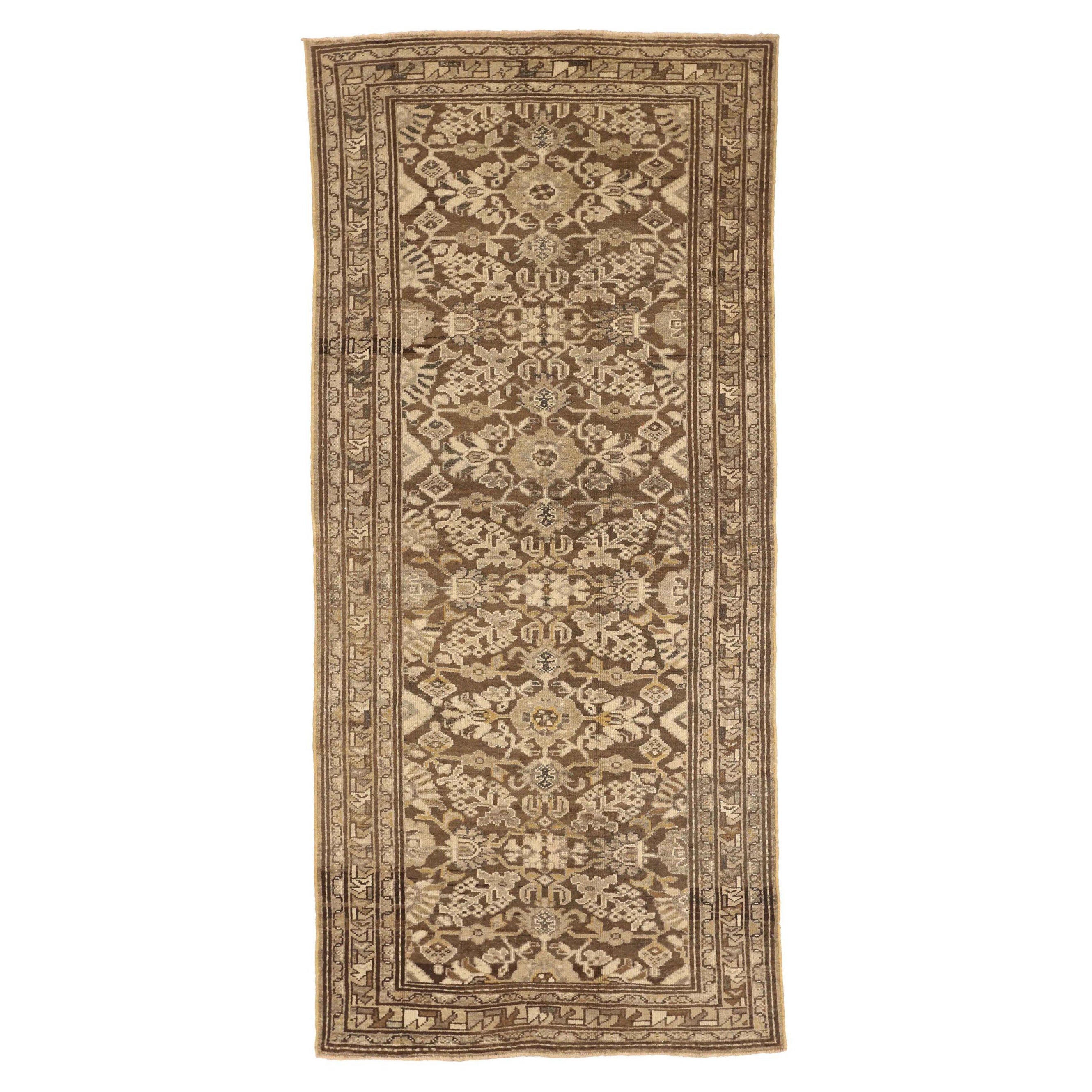 Persian Malayer Small Rug - Wool Brown Ivory Design - 75539
