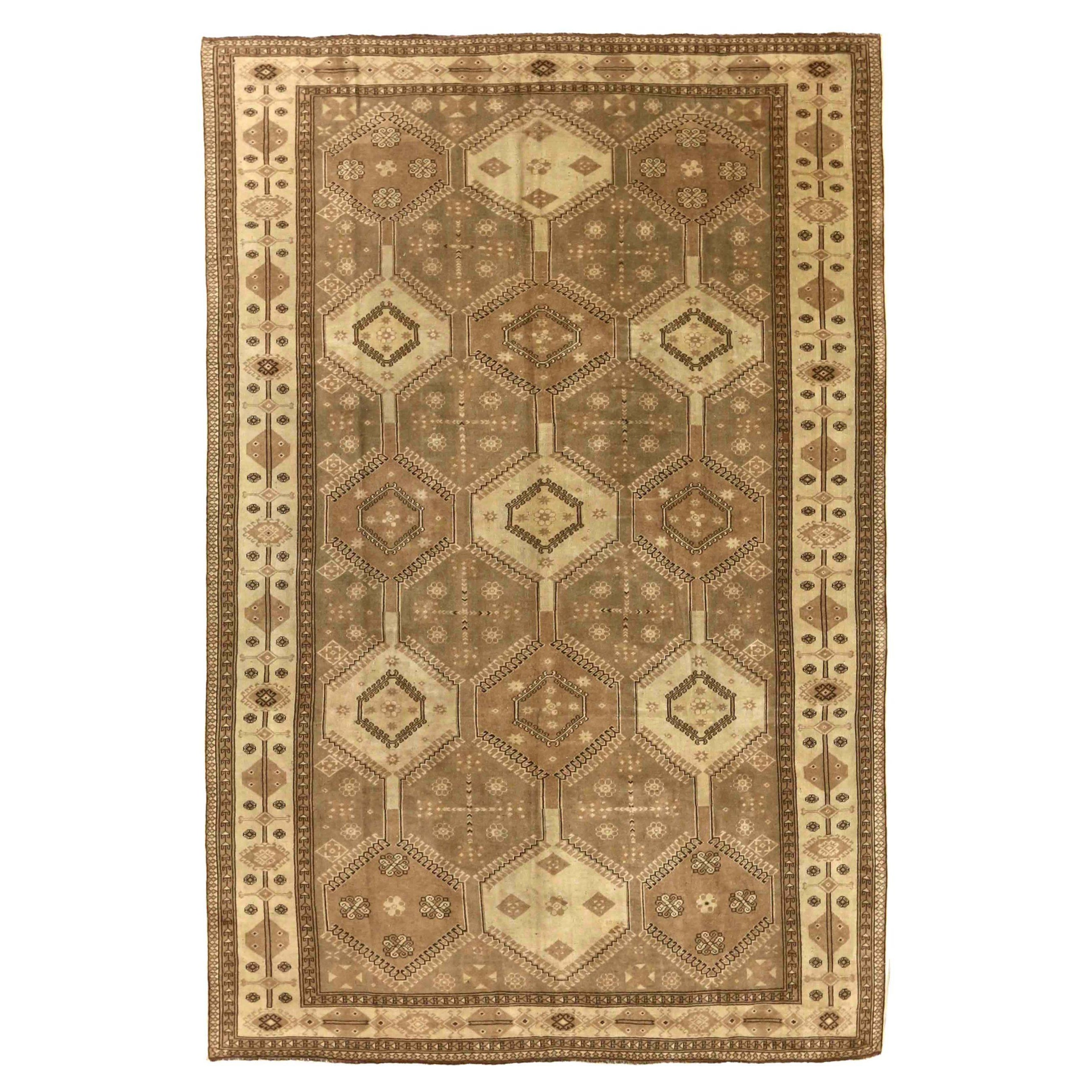 Persische Shiraz Bereich Teppiche CIRCA 1910 - Wolle Brown Elfenbein Design - 75575
