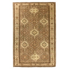 Persische Shiraz Bereich Teppiche CIRCA 1910 - Wolle Brown Elfenbein Design - 75575