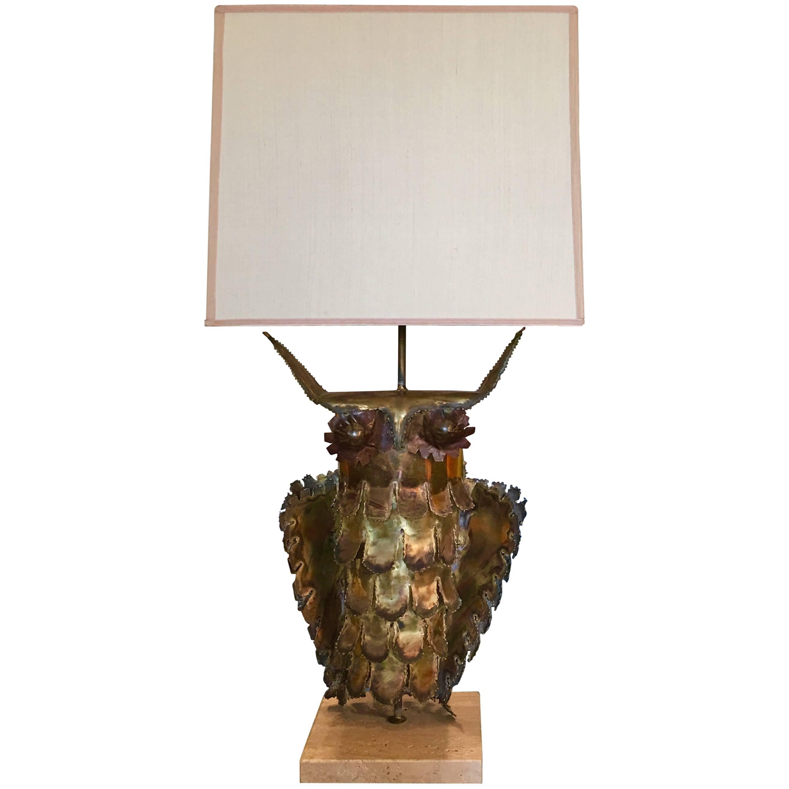 Curtis Jere Brutalist Owl Table Lamp