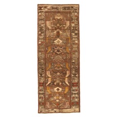 Persian Zanjan Small Rug - Wool Brown Ivory Yellow Design - 75567