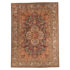 Tappeti persiani Tabriz Circa 1940 - Lana Verde Avorio Blu Navy Rosso - 75580