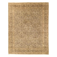 Tapis persan Kerman Circa 1910 - Laine Brown Ivory Design - 75582